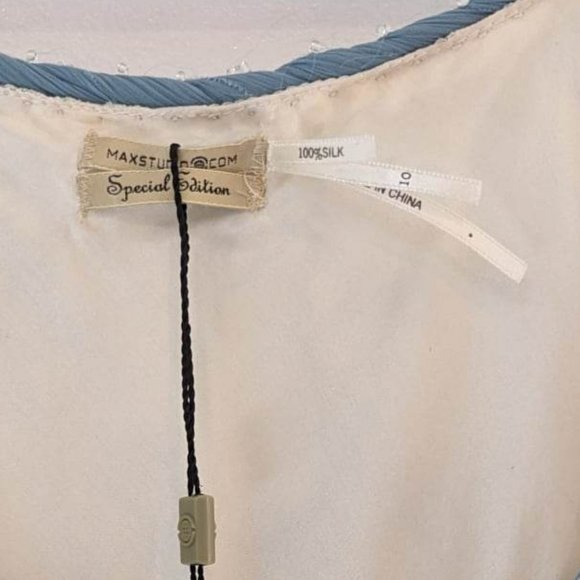 NWT Max Studio Vintage Silk Dress Blue and White Flowers Size 10 - Picture 7 of 10